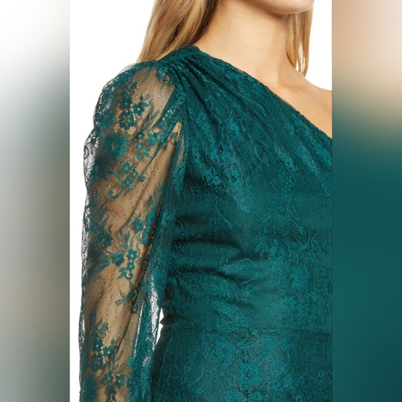 Wayf Teal One-Shoulder Mini Dress - Picture 4 of 12